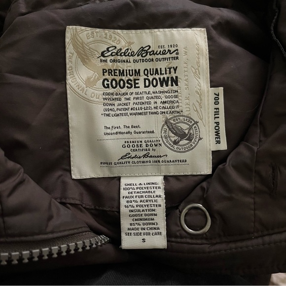 Eddie Bauer Goose Down Quilted Vest - 700 Fill Brown Small - Picture 3 of 6